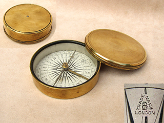 Victorian brass cased explorers style pocket  compass by Francis Barker & Son